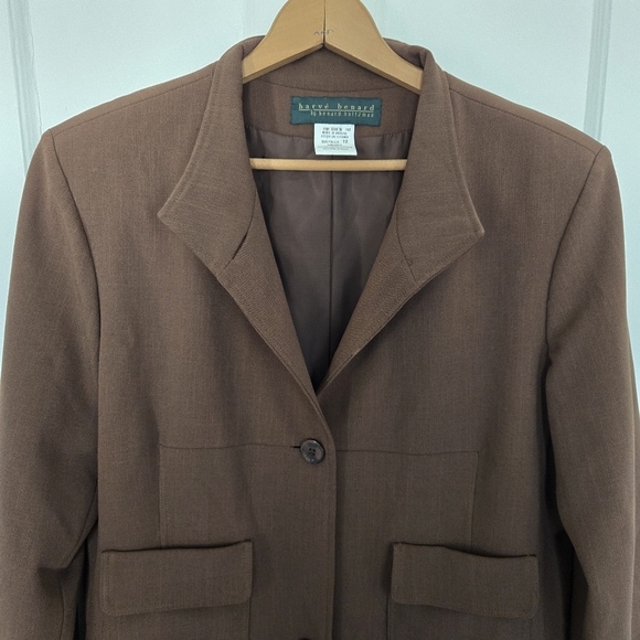 Vintage Harve Bernard Women's Longline Trench Coat Size 12 Brown Dark Academia - Picture 7 of 12